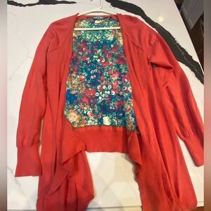 VIP Orange Cardigan with Floral Pattern